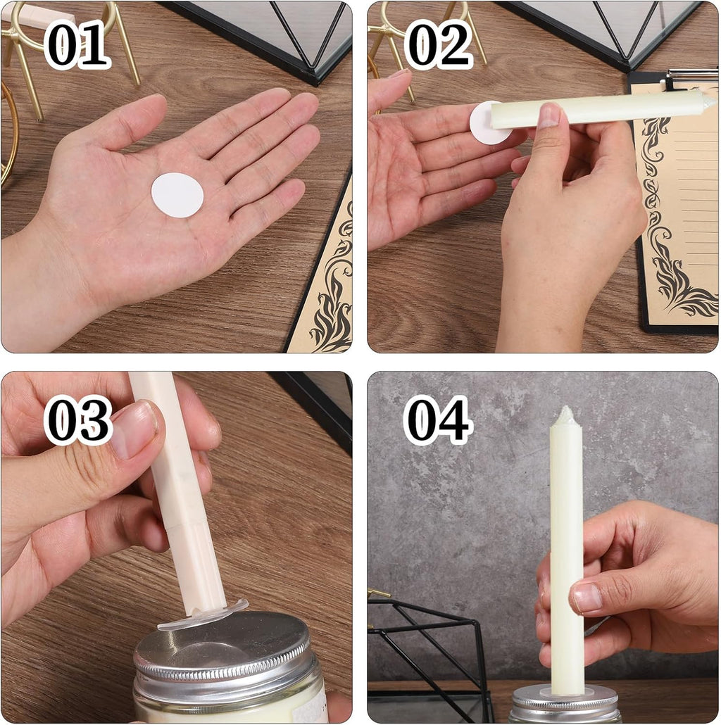 Skiennix Candle Adhesive | 72Pcs Stay Put Sticky Dots for Taper Candles - White Holders