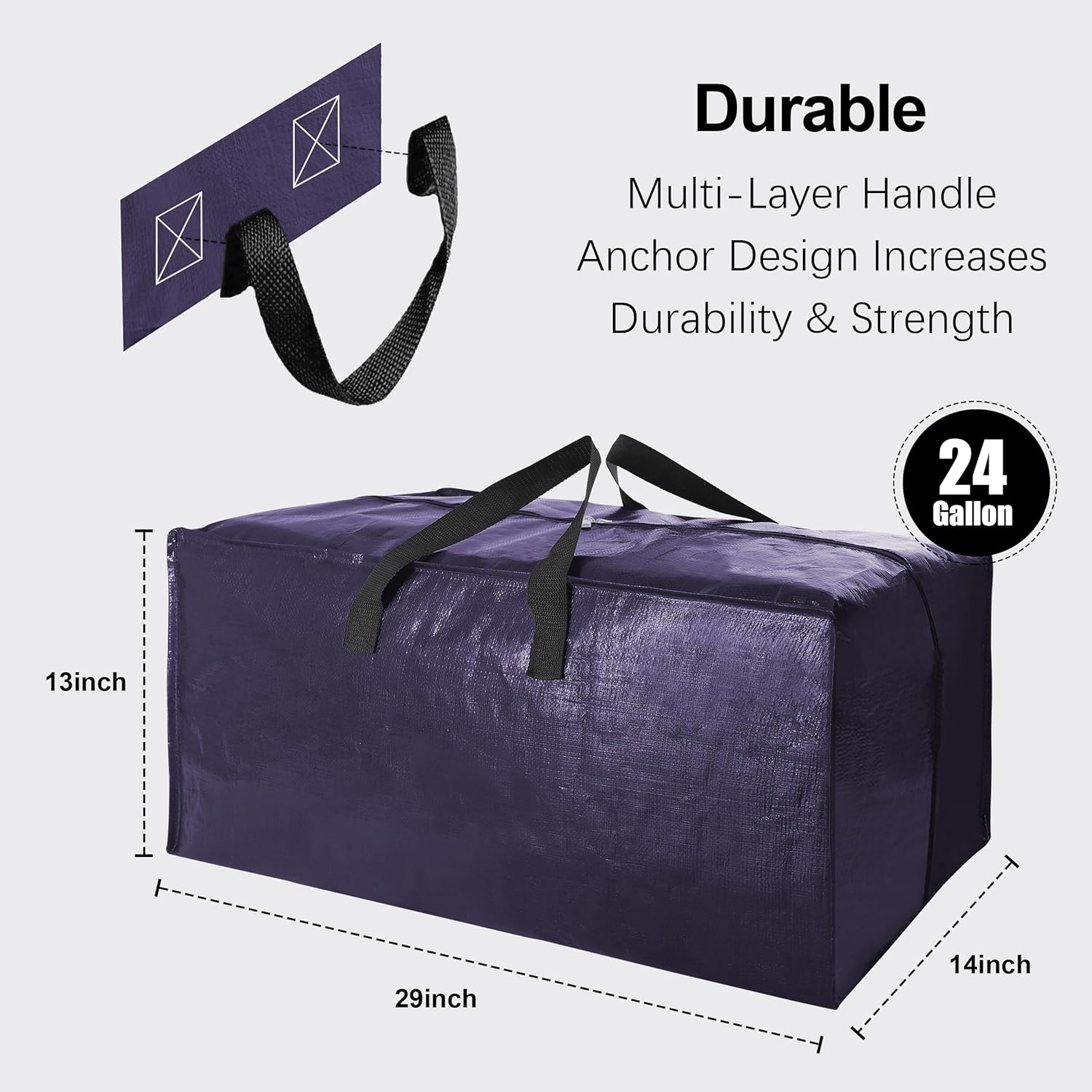 VELVETSURE Extra Large Heavy Duty Moving Bags - Durable Storage Totes with Backpack Straps & Zippers | Set of 6, Blue