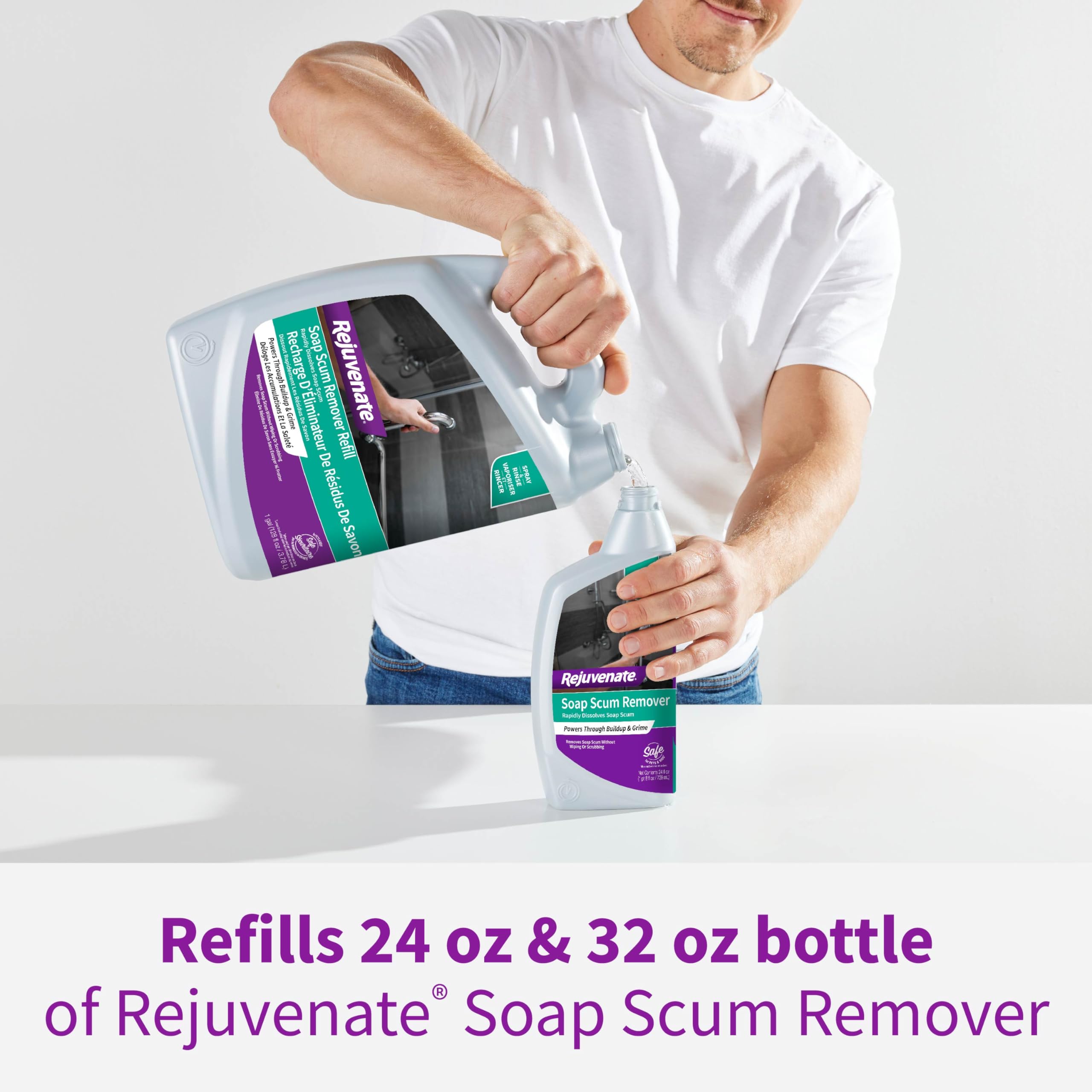 Rejuvenate Soap Scum Remover Refill Easily Dissolves Soap Scum Without Scrubbing, 1 Gallon