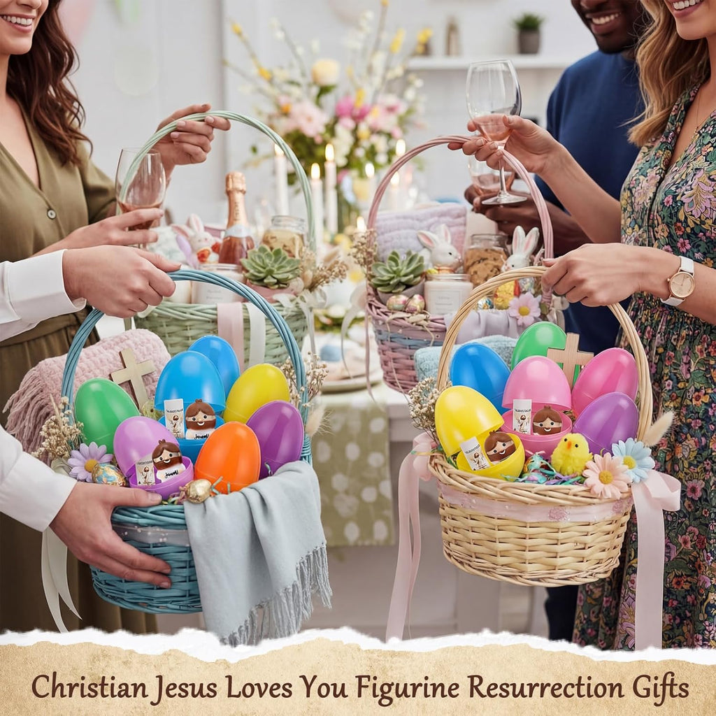 Skylety Easter Gift Set - 25 Prefilled Eggs with Jesus Stress Balls & Holy Week Cards | Perfect for Sunday School Favors