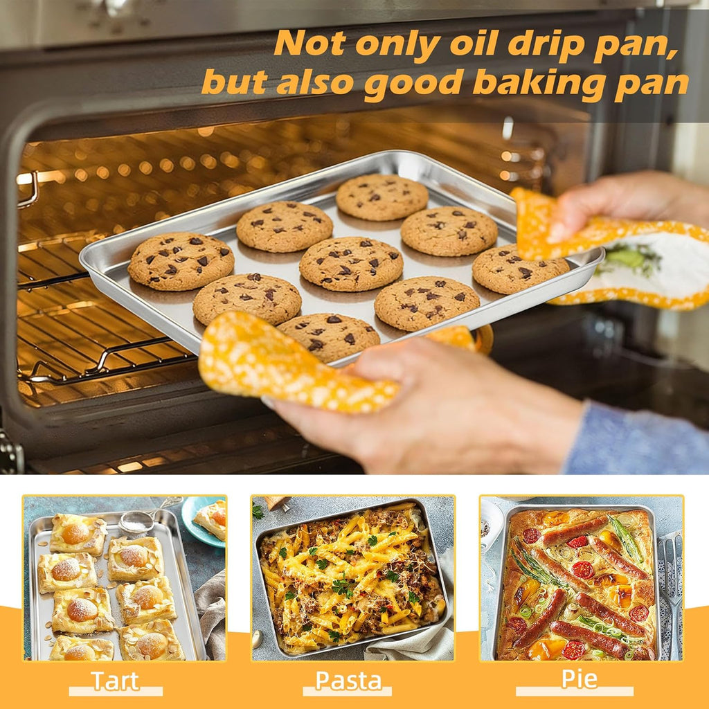TeamFar Air Fryer Basket Set - 2 Stainless Steel Racks for Oven Cooking & Baking | 16”x12” & 12.5”x9.6”