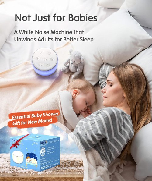 FamiSym White Noise Machine - Rechargeable Baby Soother with Night Light & 34 Soothing Sounds | Portable Sleep Aid for Kids & Adults
