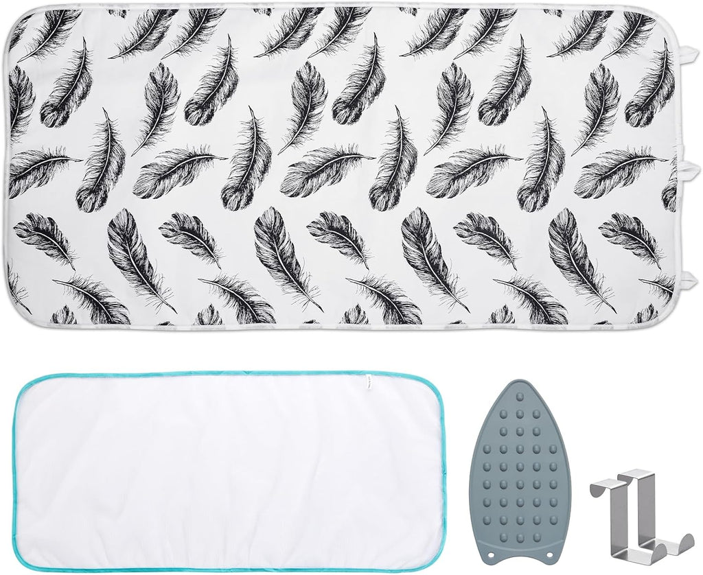 Seiritex Ironing Mat - Portable 5-in-1 Ironing Pad | 39.4 x 18.9 Inch Black Feather Design