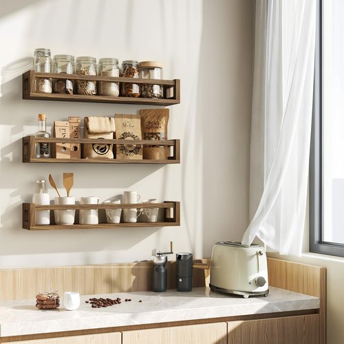 TidyCorner Upgraded Thick Floating Shelves - 24 Inch Multi-Use Wall-Mounted Bookshelves for Kids and Nursery, Ideal for Books, Toy, Spice Rack, Decor - Walnut Brown
