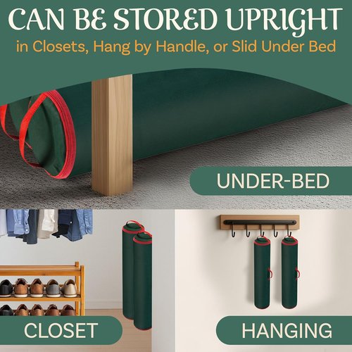 Elf Stor Wrapping Paper Storage Bags - Durable Zippered Canvas Totes for 40-Inch Rolls | Set of 2 (Green)