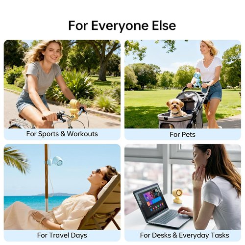 JISULIFE Handheld Mini Fan - Portable Stroller Fan for Babies | Compact 4-Inch Design