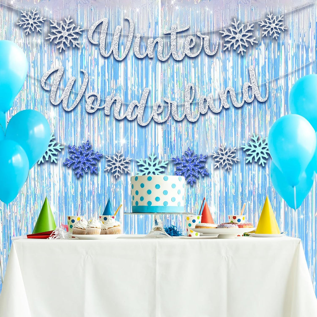 MYUPDALIN Iridescent Party Streamers - Foil Fringe Curtain for Mermaid Ocean Theme | 2 Pack