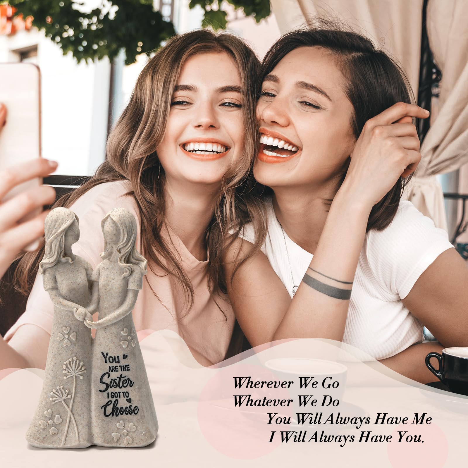 INLOMEM Friendship Gifts for Best Friends Women - Resin Sister Figurines Best Friend Sister Birthday Gift Ideas Unique Gifts for Sisters from Sister - Hand-Painted Figure (Granite)