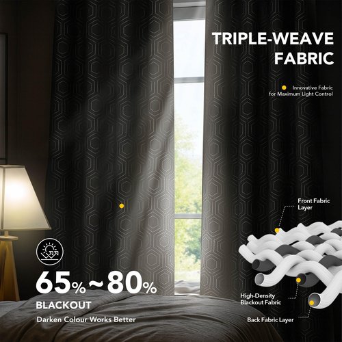 Deconovo Silver Print Room Darkening Curtains for Living Room Bedroom, Soundproof Thermal Insulated Window Drapes for Nurdery Kitchen Kids Room, 2 Panels, 52W x 63L Inch Long, Light Beige