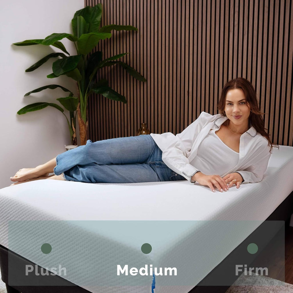 Nestl Green Tea Twin Mattress - 8 Inch Cooling Graphite Memory Foam for Kids | Fiberglass-Free Support