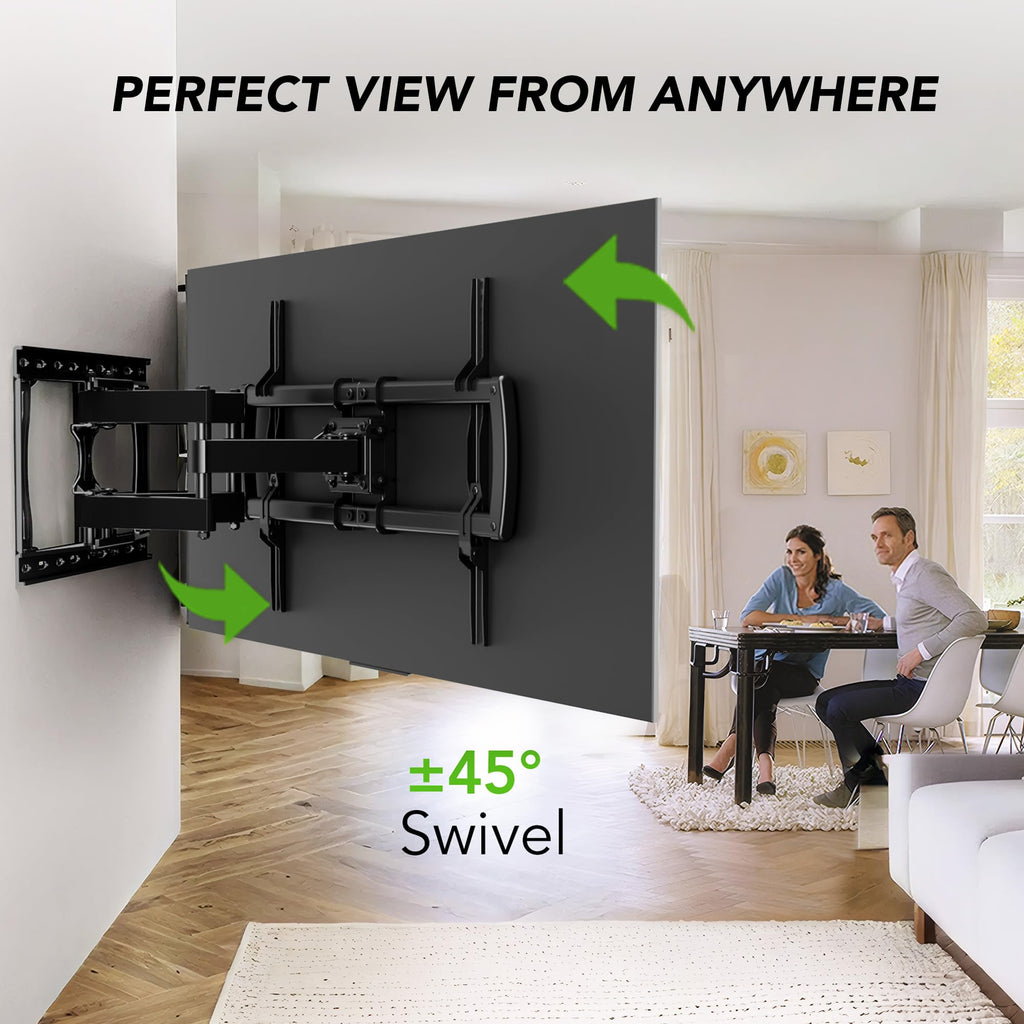Full Motion TV Wall Mount Bracket for Most 32-85 inch TVs,TV Mount with Dual Articulating Arms,Tilt/Swivel/Extension/Leveling,Fits 8” 12” 16" Studs,Max VESA 600x400mm, Holds up to 132lbs