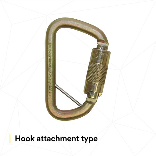 3M DBI-SALA Saflok 2000117 Carabiner, 11/16" Gate Opening Steel, with Self Closing Locking Gate, Yellow-Zinc