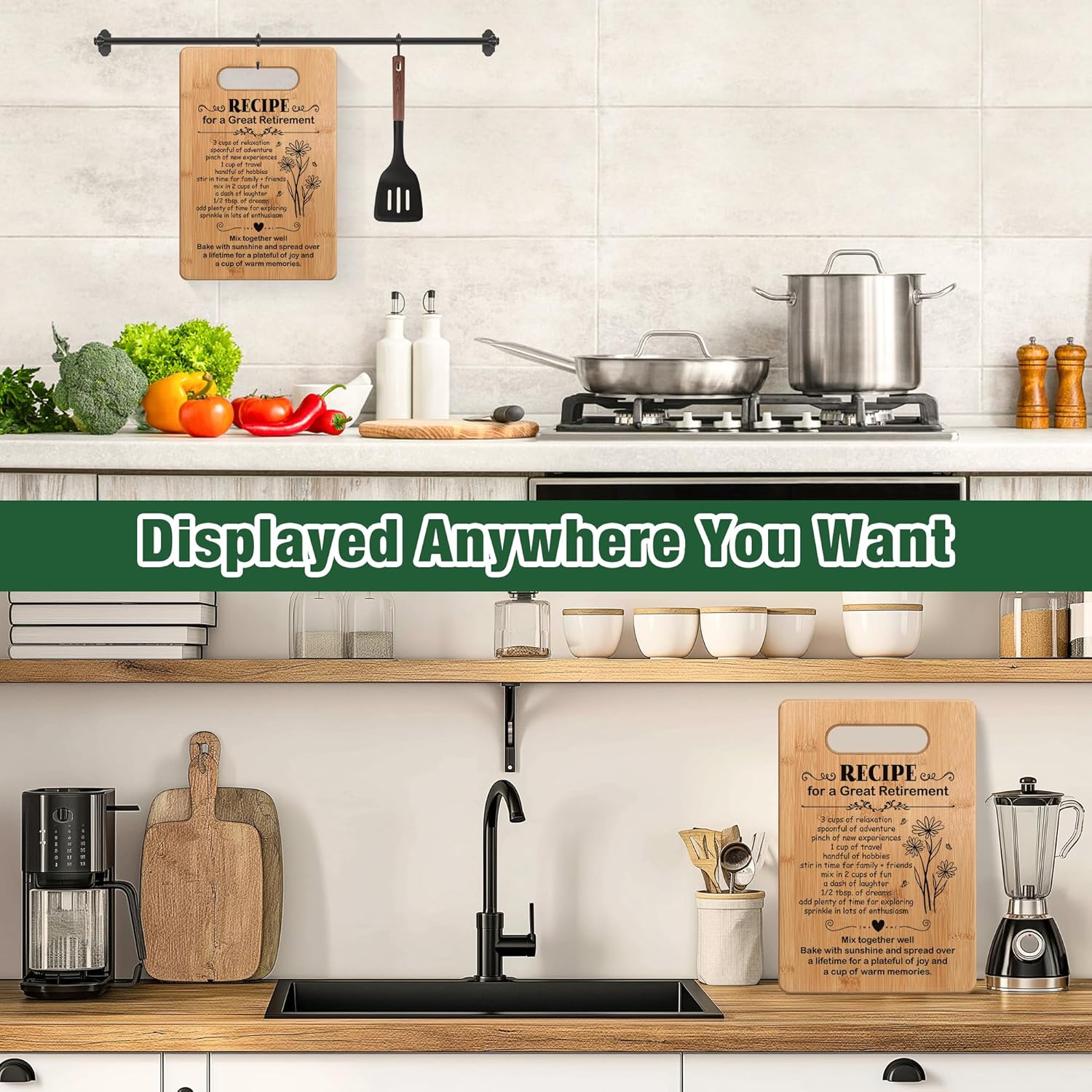 Skiennix Retirement Gifts for Women - Unique Cutting Board with Inspirational Recipe | Perfect Farewell Gift for Coworkers and Friends