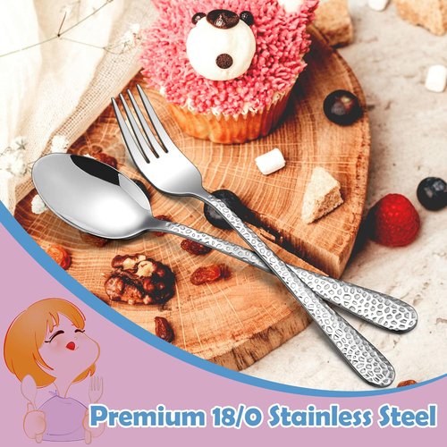 E-far Toddler Forks and Spoons Set - 10-Piece Stainless Steel Utensils for Safe Self-Feeding | Non-Toxic & Dishwasher Safe