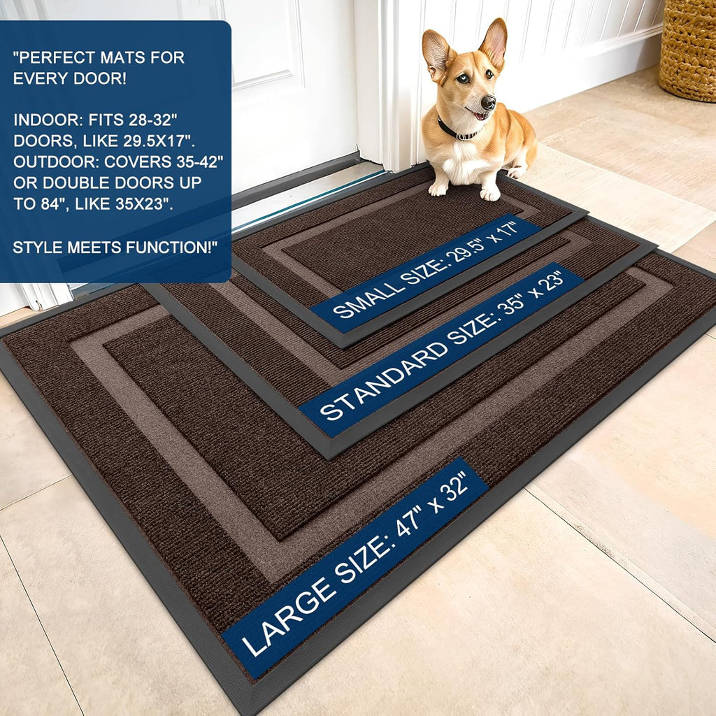 OLANLY Waterproof Front Door Mat - All-Season Indoor/Outdoor Doormat, Easy Clean, 29.5x17, Dark Brown