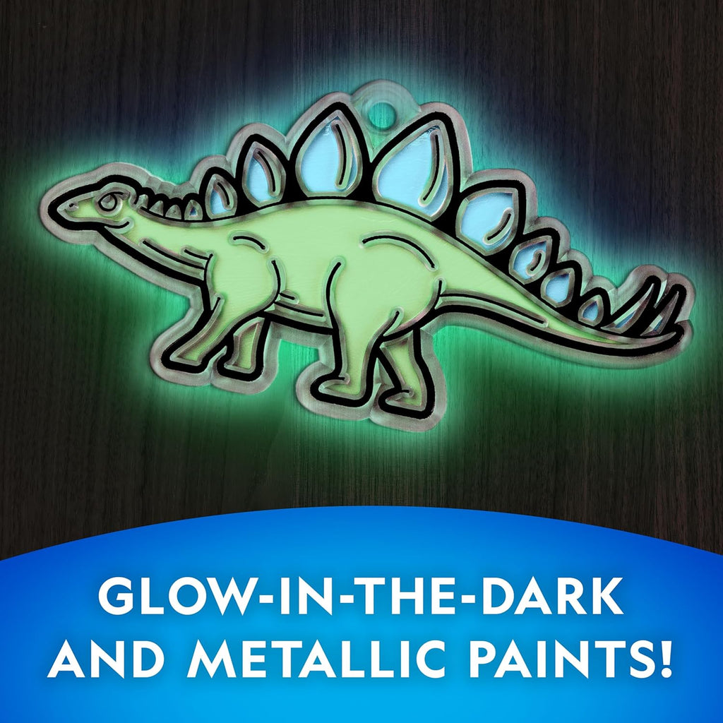 National Geographic Kids Stained Glass Kit - Glow in The Dark Dinosaur Crafts for Ages 4-8 | Window Art Set