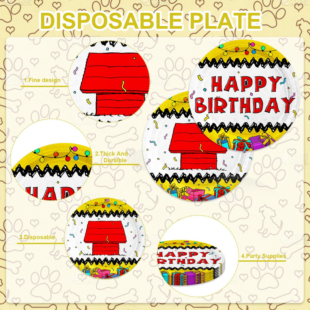 40Pcs Cartoon Dog Red House Birthday Party Plates for 40 Guests Tableware Supplies Red House for Kids Baby Shower Birthday Party Decorations