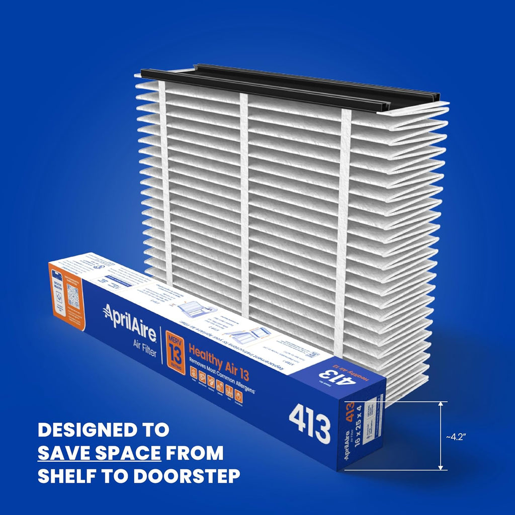 AprilAire 413 Replacement Air Filter - MERV 13 for Whole House Purifiers | 16x25x4 (Single Pack)