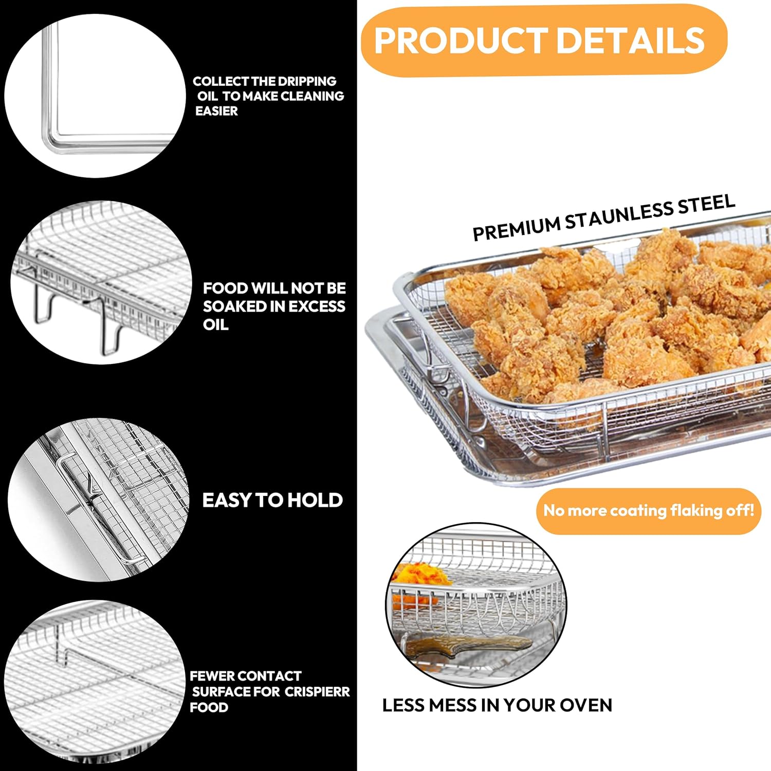 OvenCrisp Air Fryer Basket Set - 15.6" X 11.6" Stainless Steel Pan & Crisper Tray with 30 Parchment Papers
