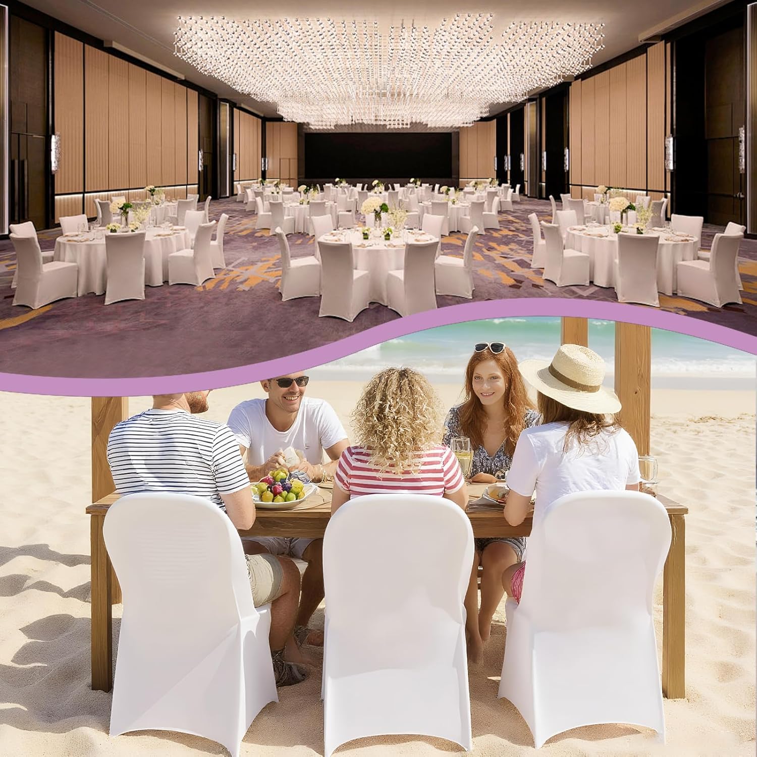 Stretch Spandex Folding Chair Covers - 30 PCS Durable White Machine Washable Covers for Weddings & Events