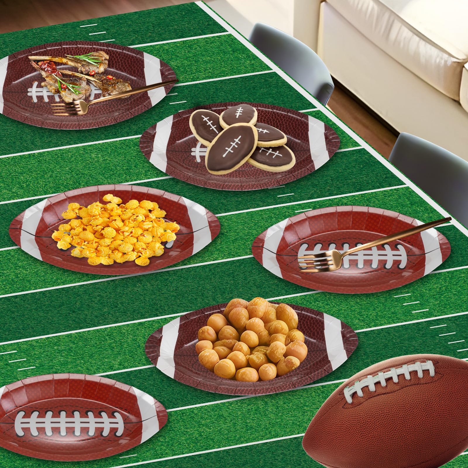 24 Pcs Football Plates - Rugby Shape Design Paper Plate, Disposable Dinner Dessert Paper Plates Tableware Set for Football Party Supplies Birthday Game day Tailgate Party Decorations Table Decor