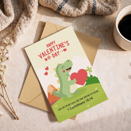 24 Assorted Religious Valentine's Day Card Set, Bible Verse Valentines Cards with Envelopes and Stickers, Animal Christian Valentines Day Card Bulk for Kids School, 4 x 6 In(6 Designs, 4 Each)