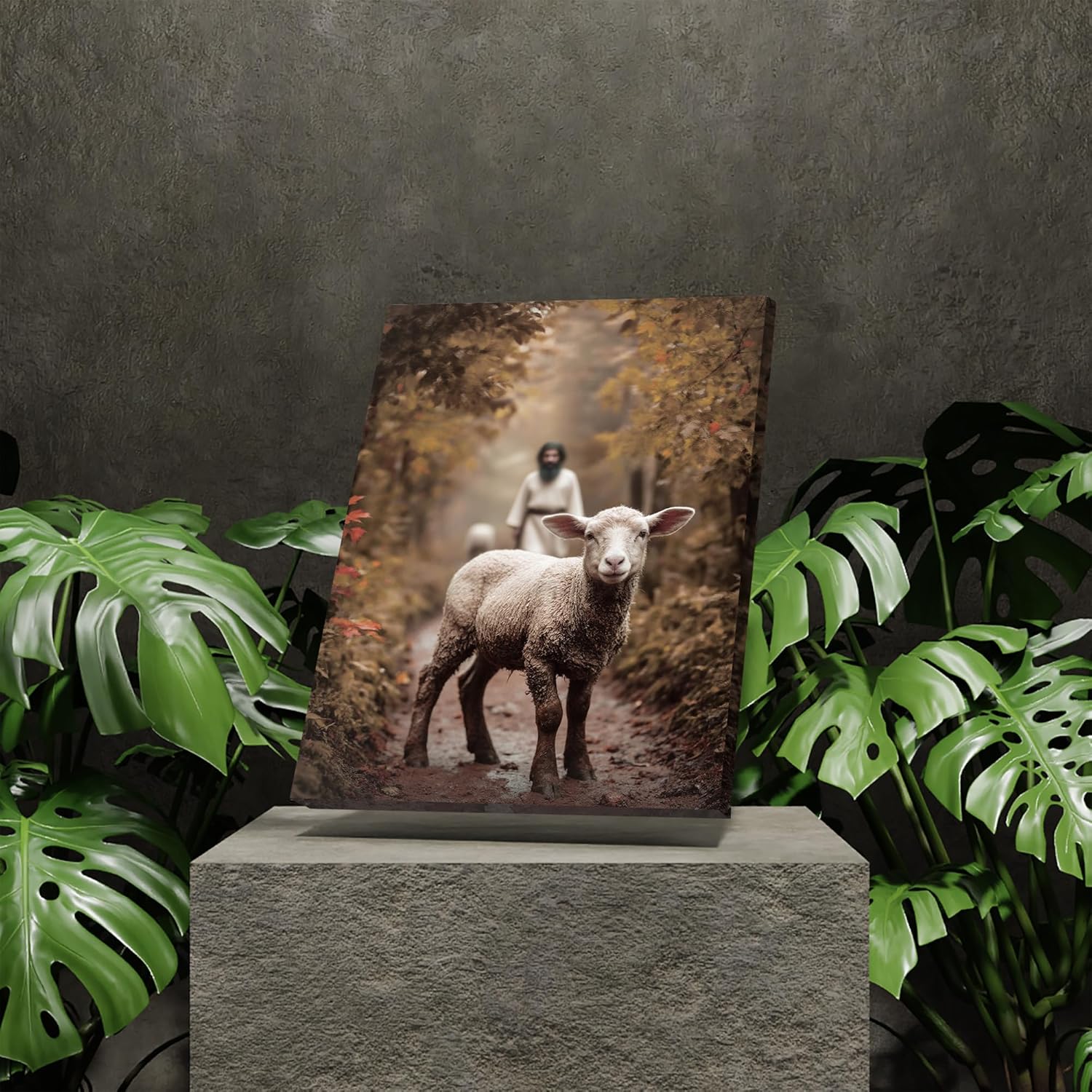 Christian Wall Decor | 11" X 15" Jesus And Lamb Art - Perfect For Prayer Rooms & Baptism Gifts