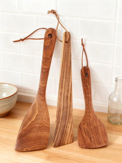 3Pcs Wooden Spatulas, 12 Inch Long Handle Flat Spatula Set for Cooking, Multipurpose Wooden Spatulas, Heat-Resistant, Non-Scratch Kitchen Utensils for Frying, Flipping, Scraping & Cooking