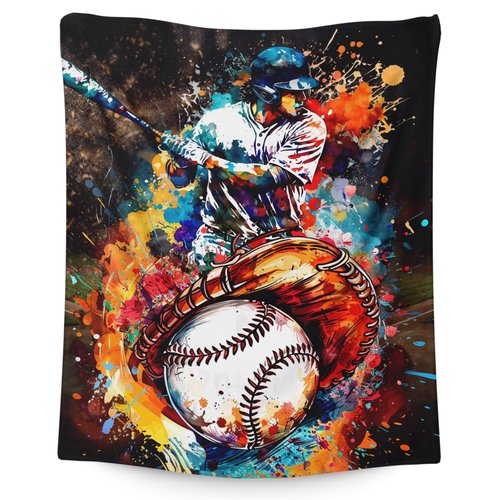 Kids Blankets for Boys Baseball Players Lovers, 50x40 Inches Soft Cozy Warm Baseball Themed Stuff Flannel Throw Gifts Sports Blanket for Couch Sofa Trip Camp