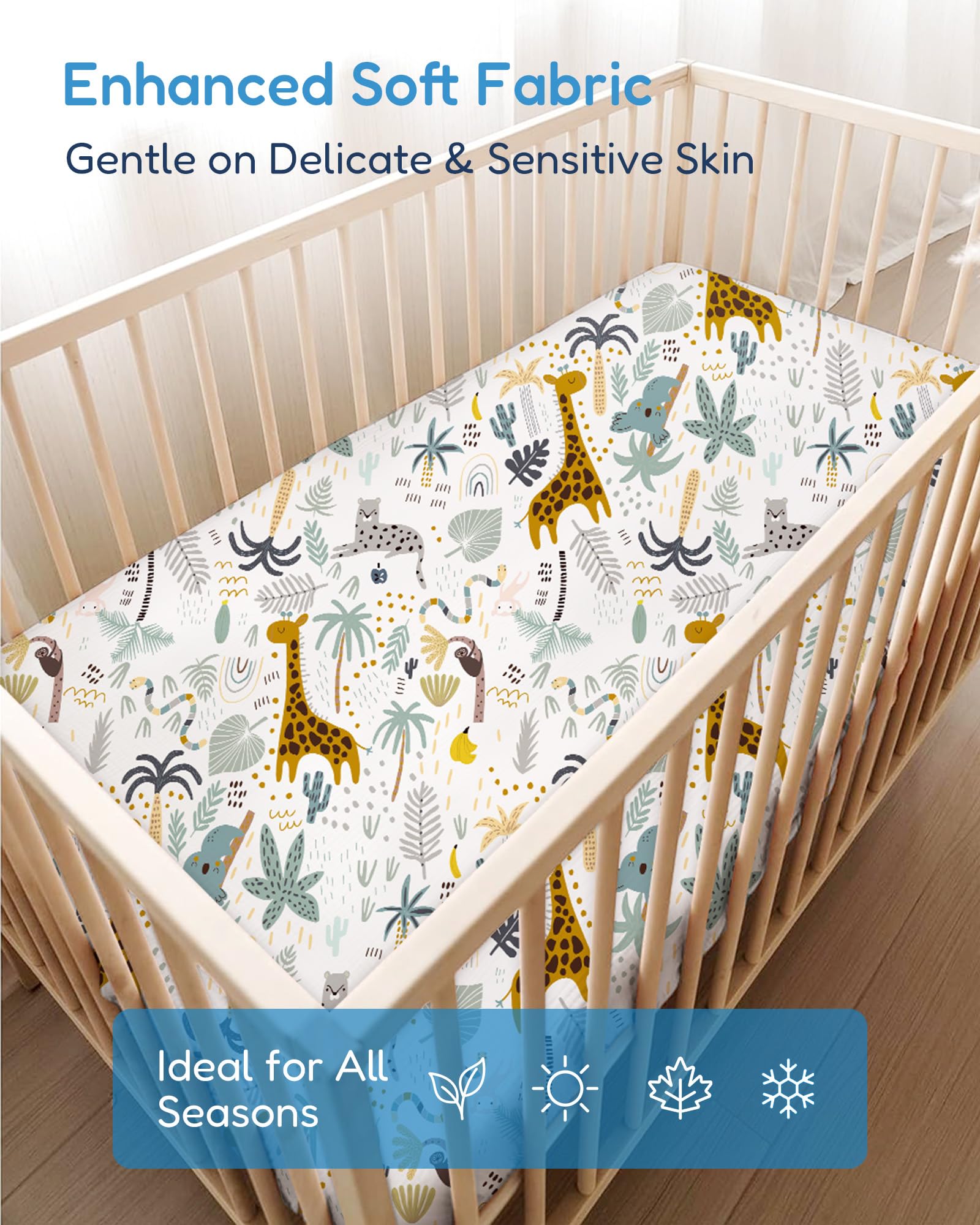 TotChill Crib Sheets 2 Pack, Fitted Crib Sheet for Standard Crib Mattress 28x52x9, Ultra Soft Jersey Knit, Breathable Stretchy Deep Pocket, Snug Fit Stays Put, Baby Crib Mattress Sheet