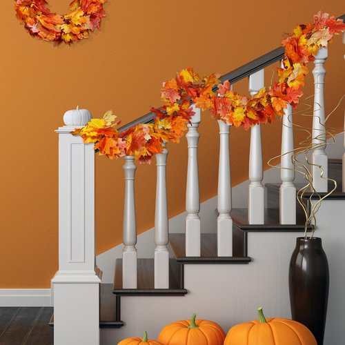 3 Pack Fall Maple Garland 6Ft Artificial Maple Leaf Leaves Autumn Garland Hanging Fall for Table Front Door Thanksgiving Decor (3)