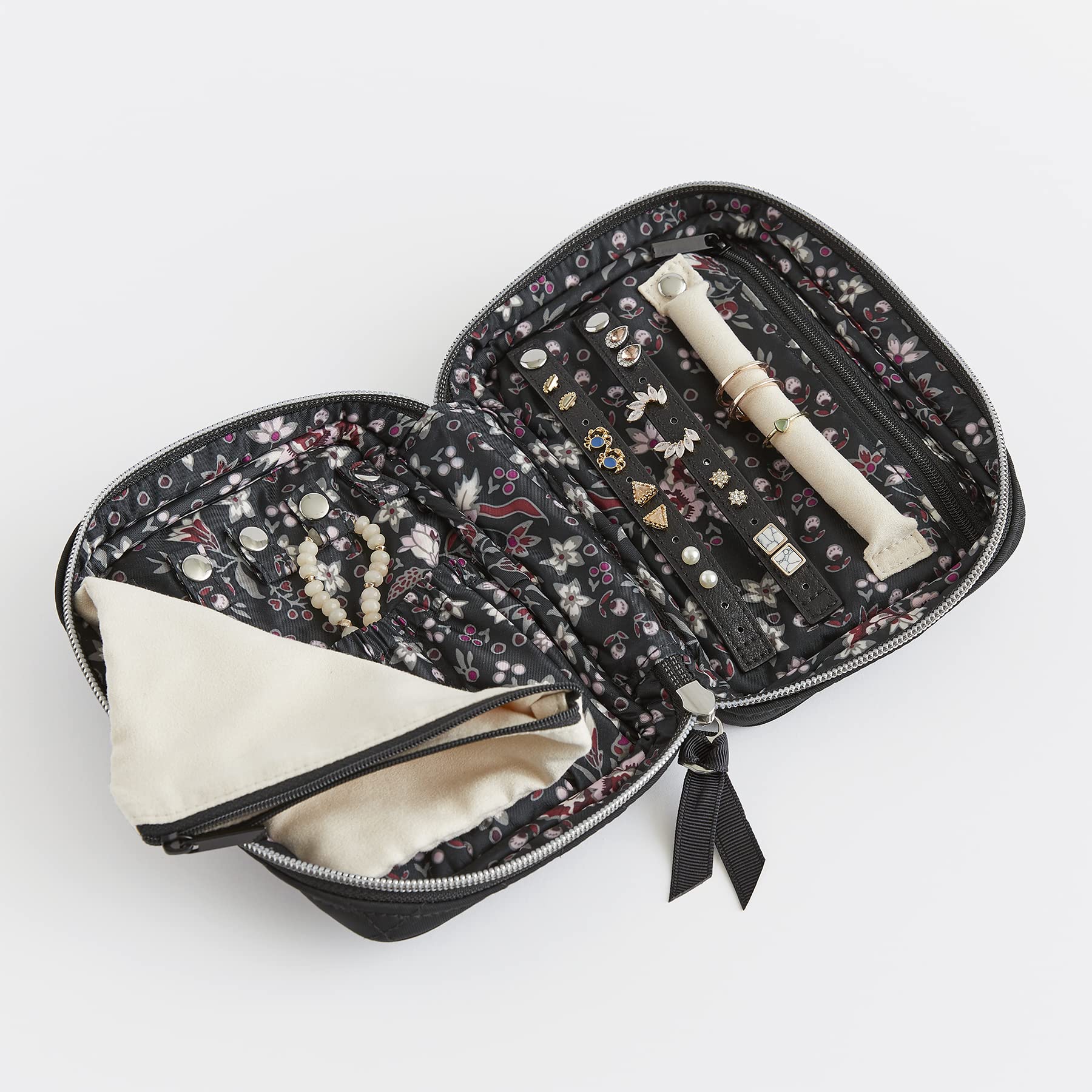 Vera Bradley Women's Performance Twill Zip-around Jewelry Organizer Case, Twilight Garden, One Size
