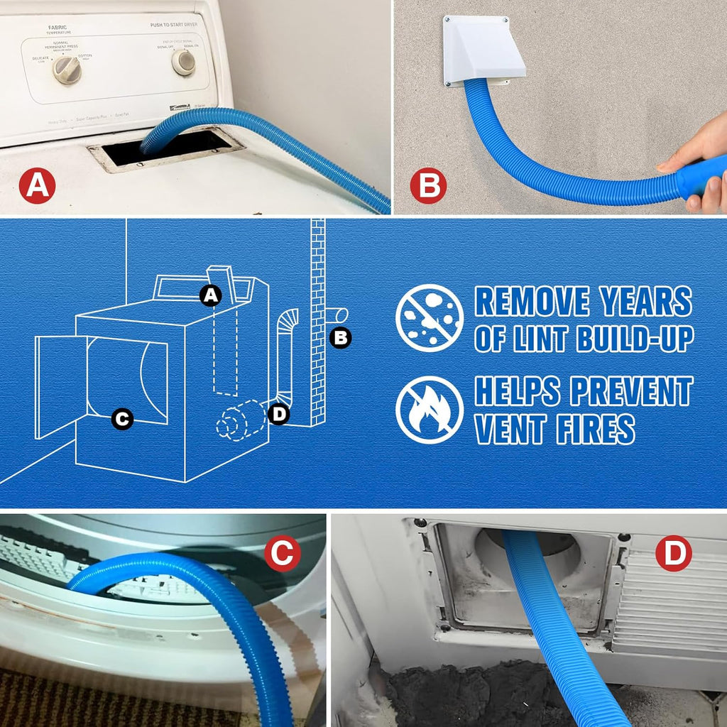 Sealegend Dryer Vent Cleaner Kit - Vacuum Hose Attachment for Quick Lint Removal | Compatible with Most Vacuums