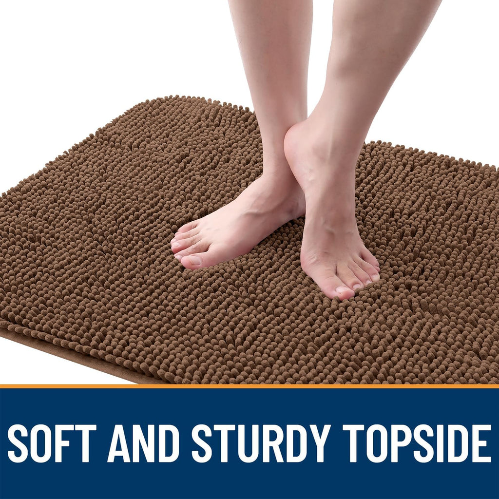 OLANLY Dog Door Mat - Absorbent Non-Slip Washable Chenille Mat for Muddy Paws | 40x24 Mocha