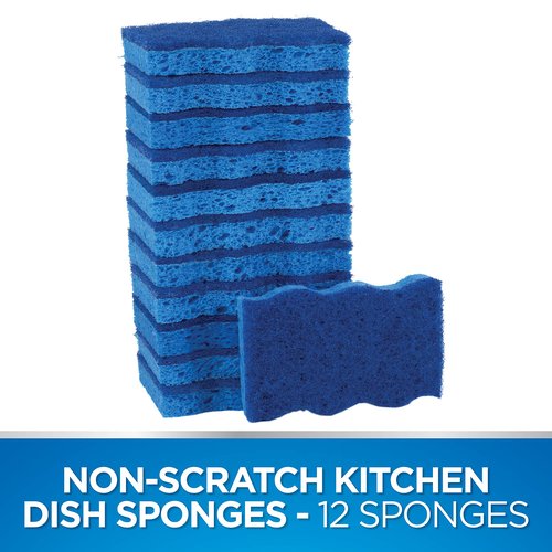 Dawn Non-Scratch Kitchen Dish Sponges, Blue, Pack of 12