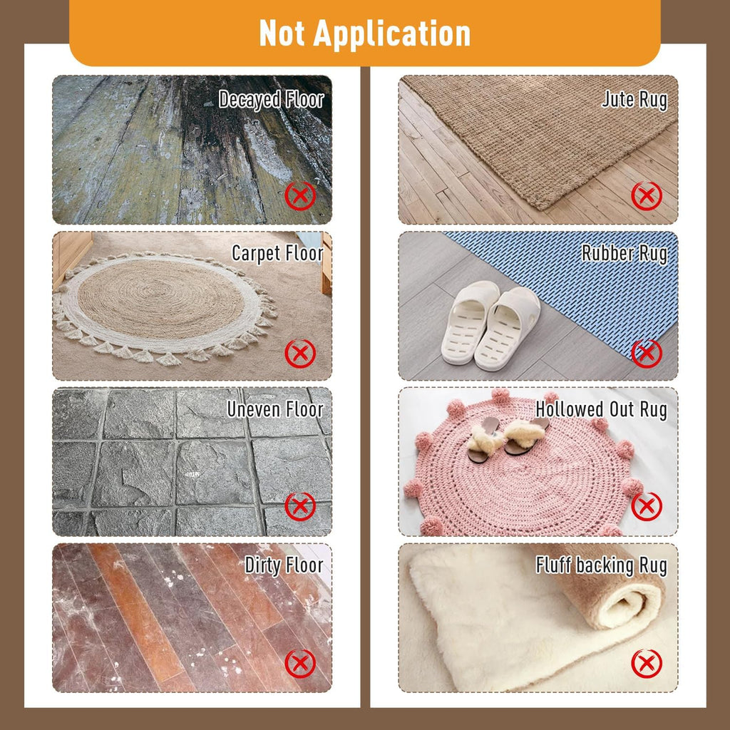 Skiennix Anti-Slip Carpet Grips - 8 Pcs Vacuum Technology for Hardwood Floors | Washable Rug Stoppers