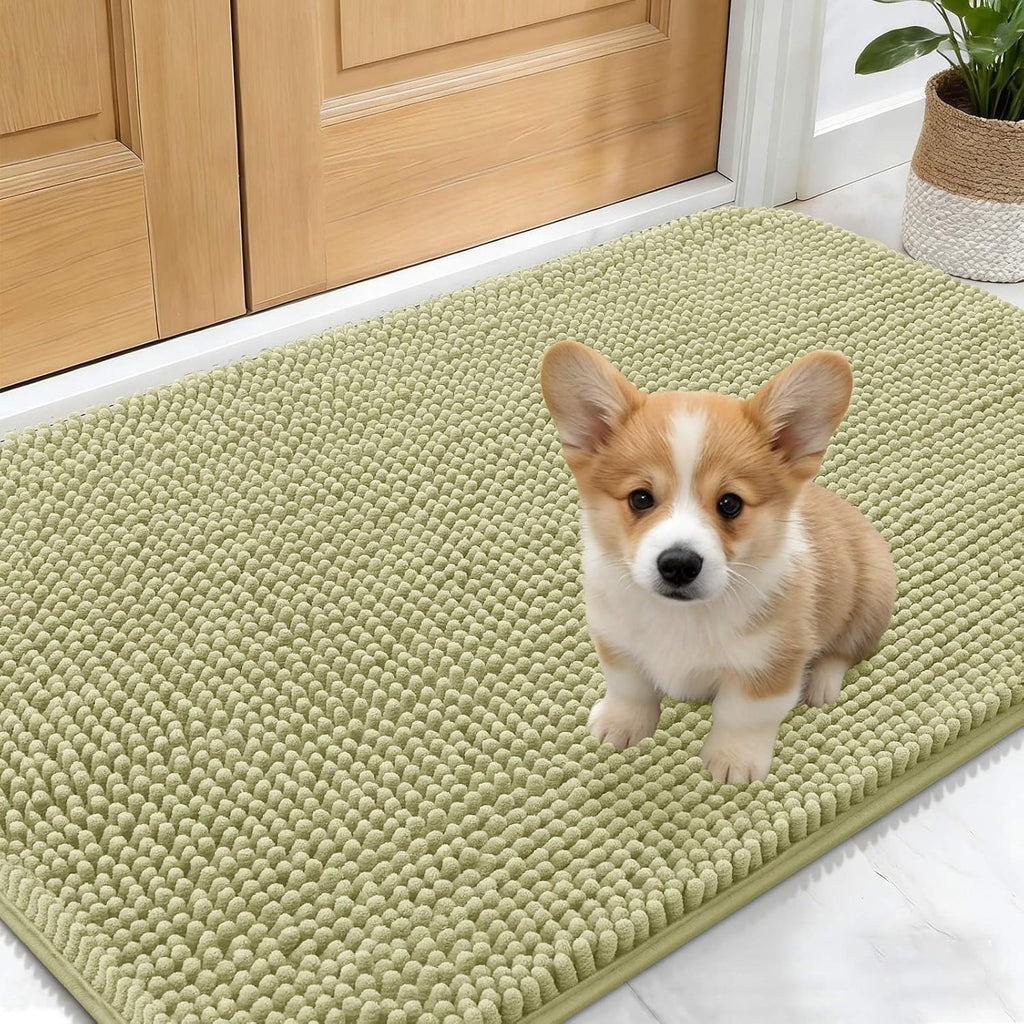 OLANLY Dog Door Mat - Absorbent Non-Slip Mud Mat for Indoor Use | Quick Dry Chenille, 30x17, Vanilla