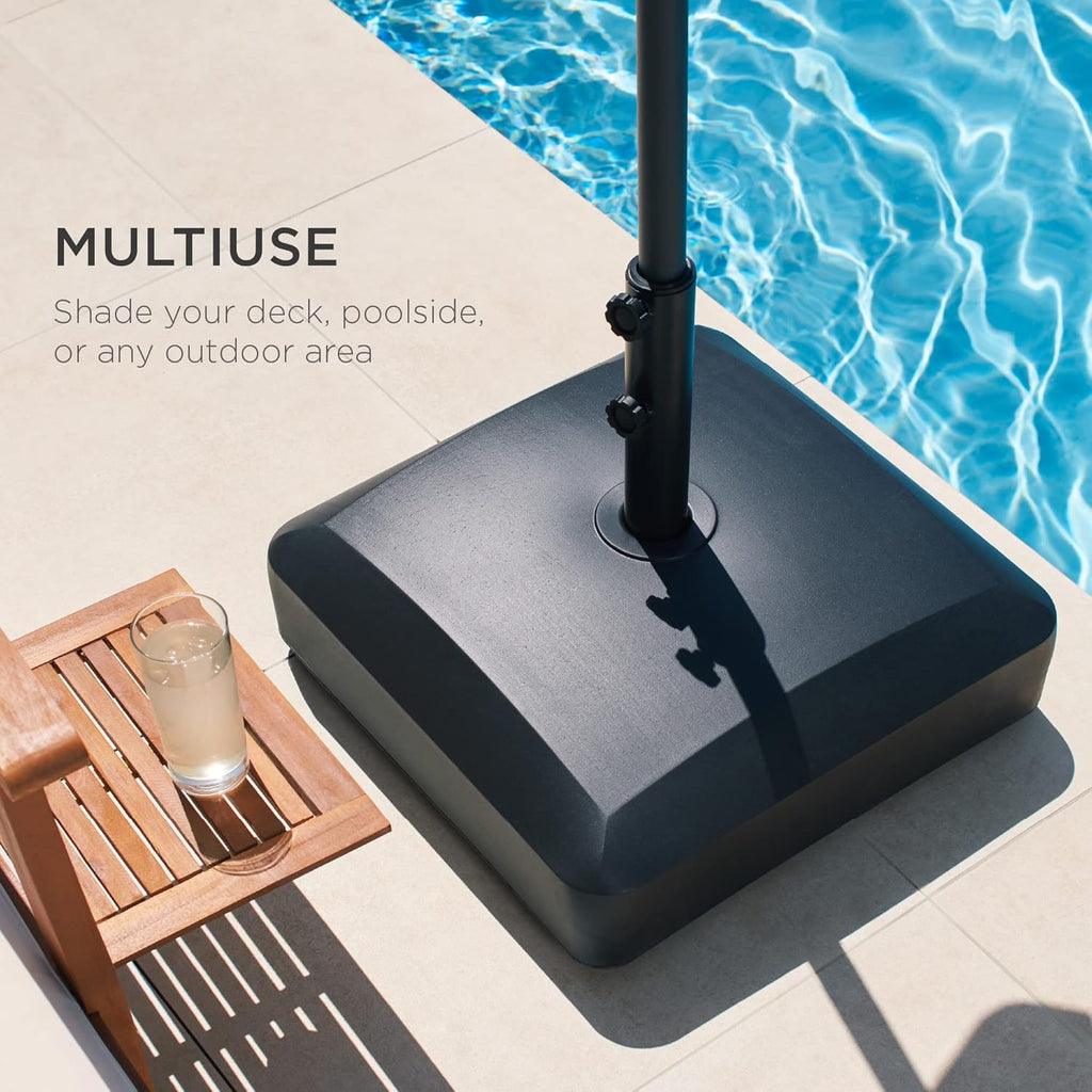 Best Choice Products Fillable Mobile Umbrella Base - Heavy Duty 123lb Capacity, Wind-Resistant Design, Black