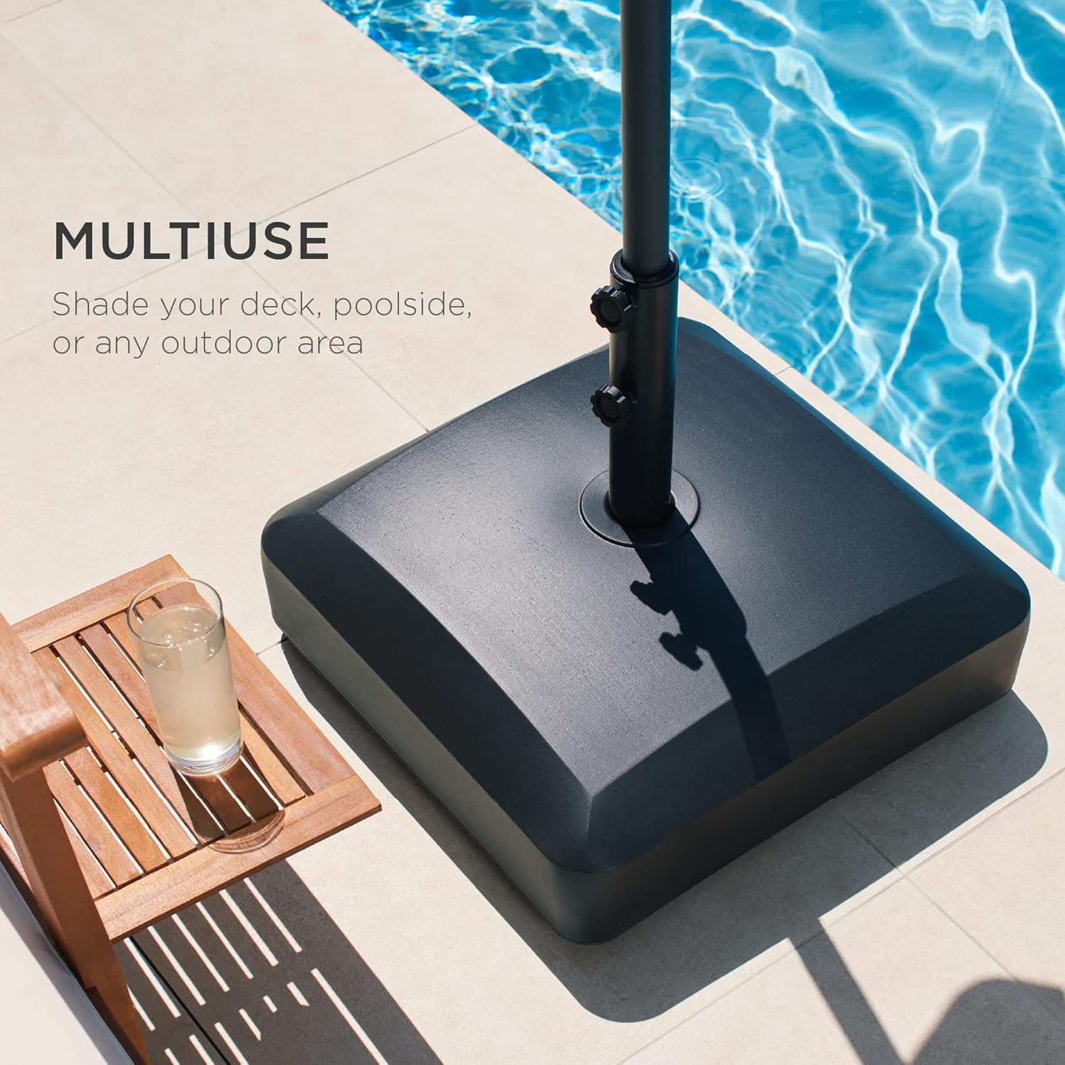 Best Choice Products Fillable Mobile Umbrella Base - Heavy Duty 123lb Capacity, Wind-Resistant Design, Black