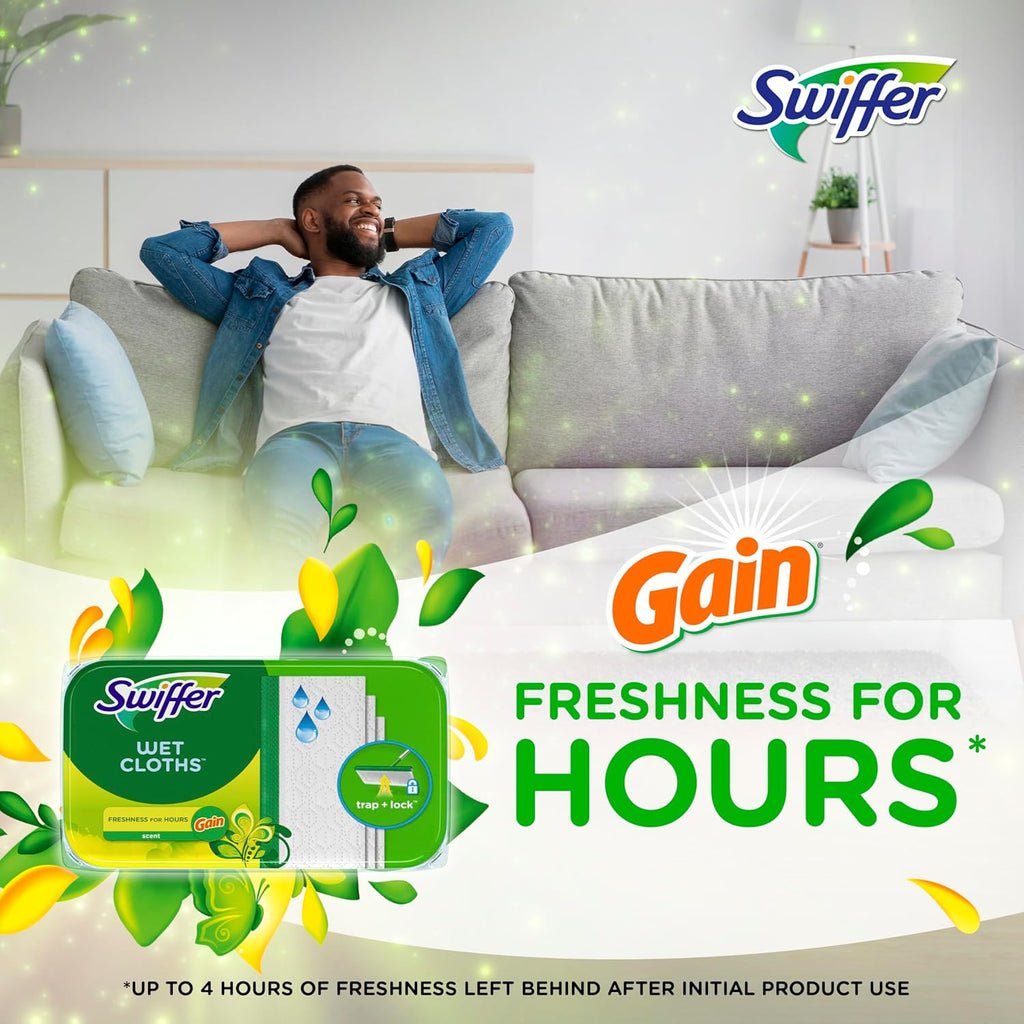 Swiffer Sweep + Mop Wet Pads Refill - All-Purpose Floor Cleaner for Dirt & Dust | Fresh Gain Scent, 36ct