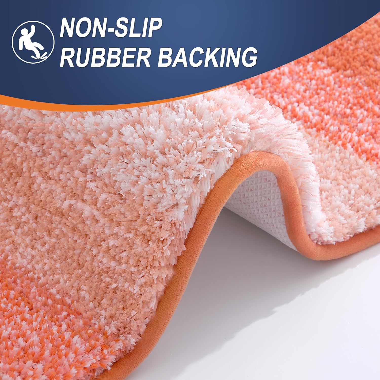 OLANLY Large Bathroom Rugs - Extra Soft Microfiber Mat with Rubber Backing | Quick Dry, Machine Washable, Coral 50x30