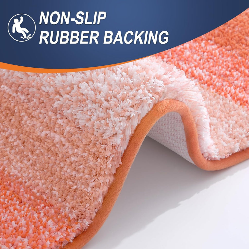 OLANLY Bathroom Runner Rug - Extra Soft Microfiber Mat with Rubber Backing | Quick Dry, Washable, Coral 59x20