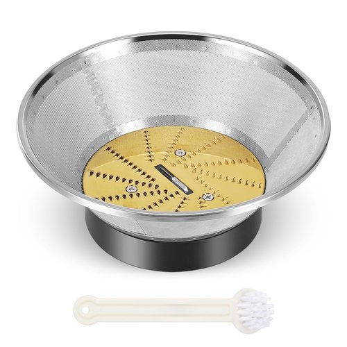 Juicer Replacement Parts Mesh Filter Basket with Titanium-Coated Blade Disk Compatible with Breville Juice Fountain Models JE95XL, JE98XL, BJE200XL, JE900 Includes Brush No Motor Coupling