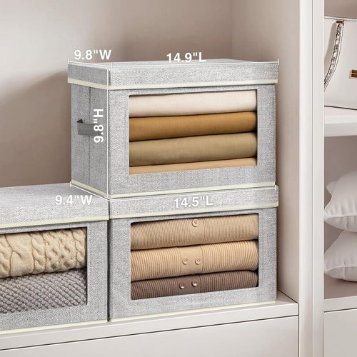Homsorout Storage Baskets - 4 Pack Large Fabric Organizer Bins with Lids for Closet & Bedroom