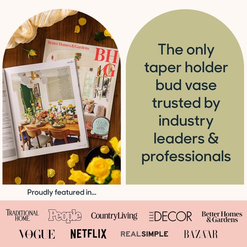 Base Vase (3-Pack) - The Bud Vase That Fits in Taper Candle Holders | Create Floral Arrangements for Tablescapes, Centerpieces, Weddings and Home Decor
