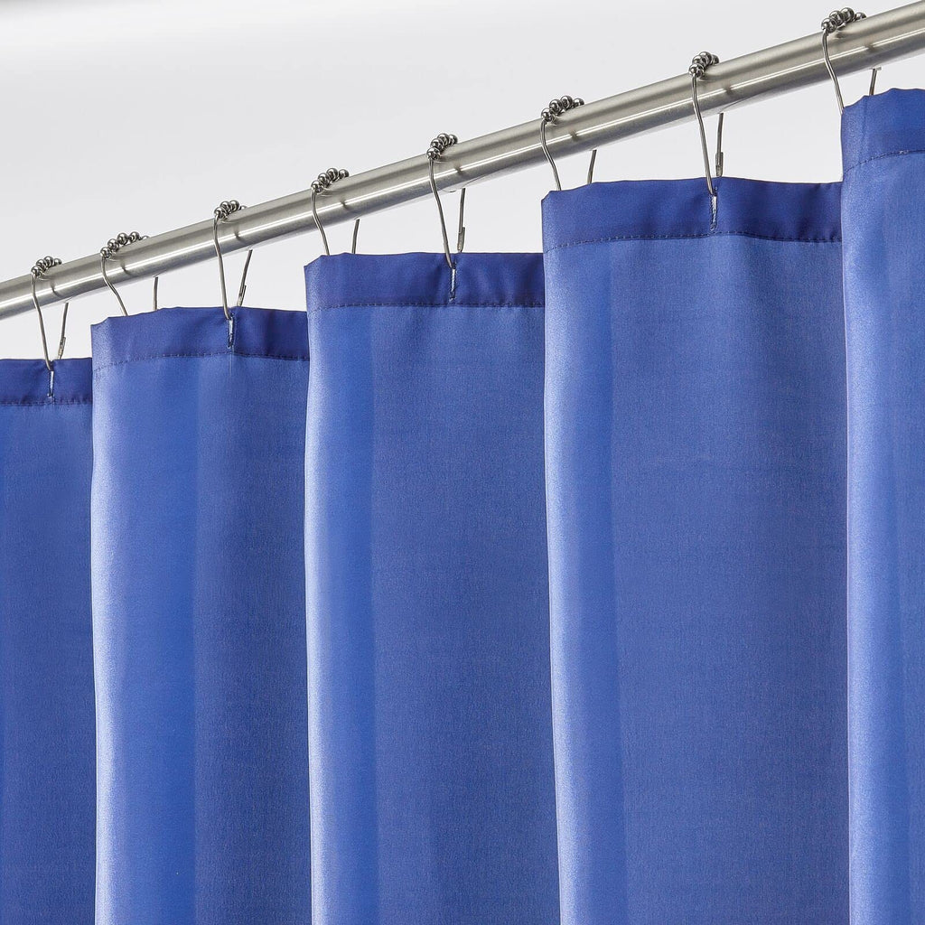 mDesign Decorative Get Naked Print - Easy Care Fabric Shower Curtain with Reinforced Buttonholes, for Bathroom Showers, Stalls and Bathtubs, Machine Washable - 72" x 84" - Navy Blue/White