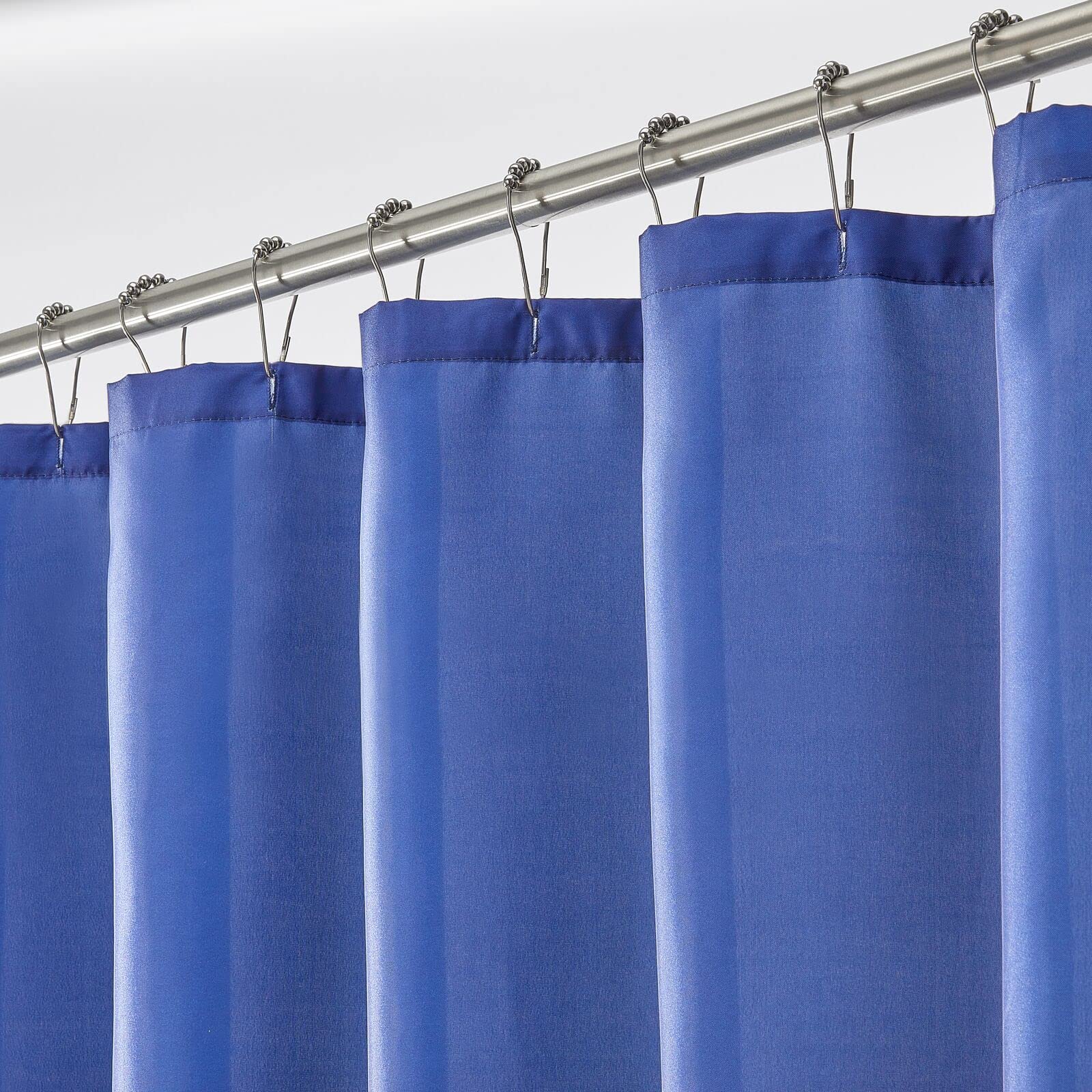 mDesign Decorative Get Naked Print - Easy Care Fabric Shower Curtain with Reinforced Buttonholes, for Bathroom Showers, Stalls and Bathtubs, Machine Washable - 72" x 84" - Navy Blue/White
