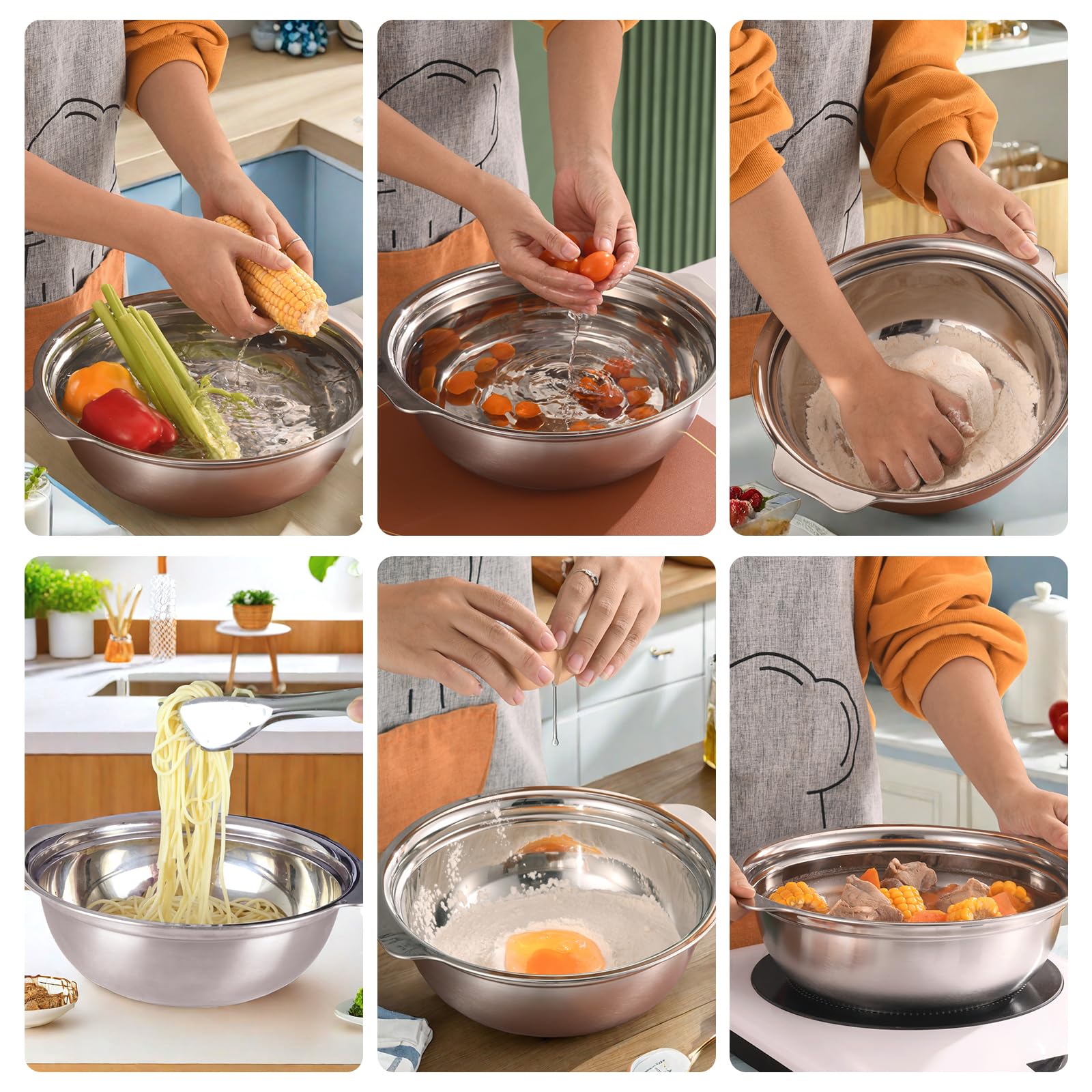 Extra Large 5.5QT Stainless Steel Colander, Large Capacity Rice Colander with Mixing Bowl, Rice Strainer for Vegetables, Fruit, Spaghetti, Pasta Strainer, Dishwasher Safe(2PC)