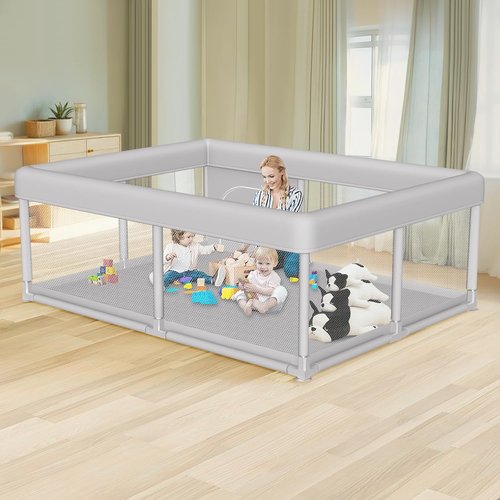 Hiaksedt Large Baby Playpen - Sturdy Safety Play Yard for Indoor & Outdoor Use | 65x50 Inch with Zipper Gate