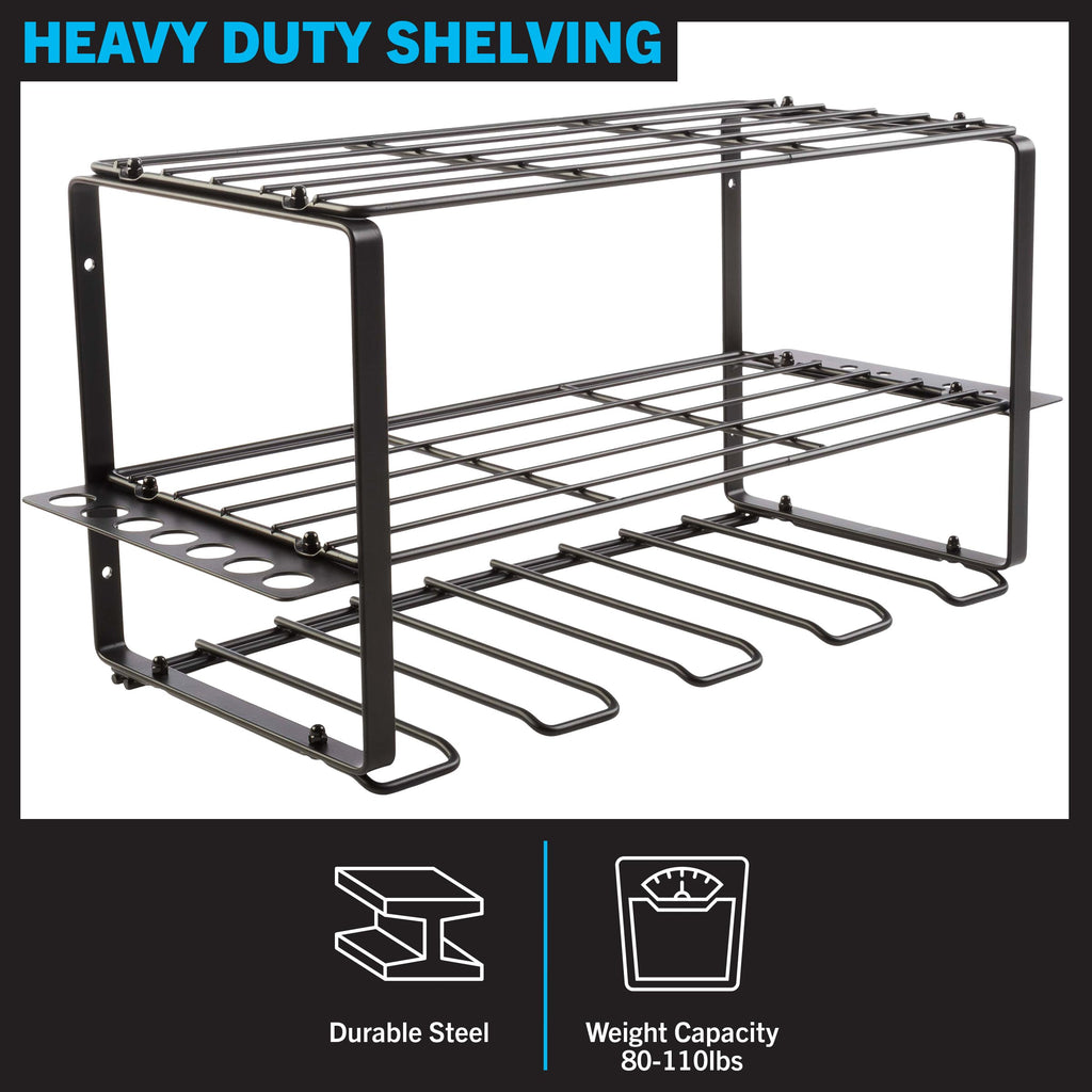 Power Tool Organizer - 3-Tier Garage Shelving Unit with 110lb Max Capacity - Wall Mount Garage Storage System for Tools by Stalwart